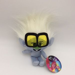 Trolls World Tour Plush Stuffed Doll Blue Body Big Yellow Glasses New with Tags